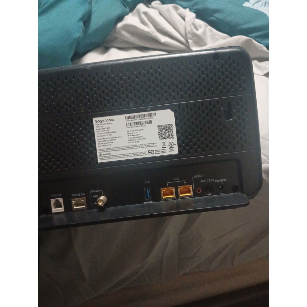 Frontier Sagemcom Fast 5290 Fiber Wireless Router - Model FWR226e - Picture 2 of 4